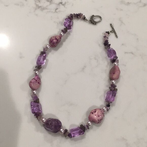 Handmade Purple Stone Necklace - Picture 1 of 2